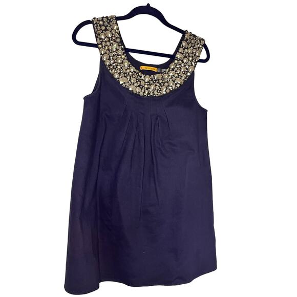 Alice‎ and Olivia Navy Embellished Trapeze Mini Dress Medium - Picture 1 of 12